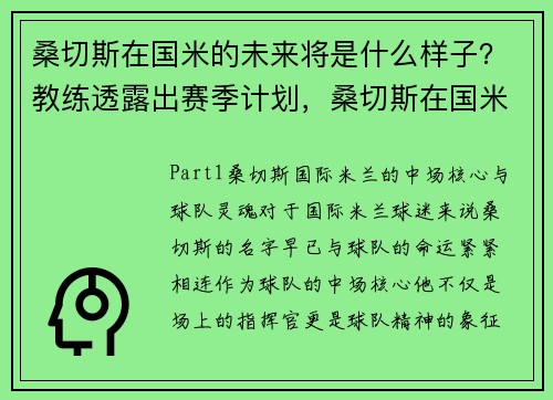 桑切斯在国米的未来将是什么样子？教练透露出赛季计划，桑切斯在国米怎么样